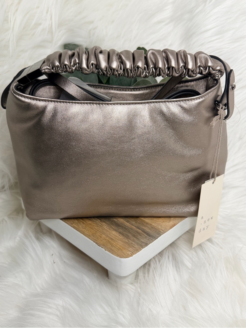 a new day Metallic Taupe Ruched-Handle Shoulder Bag